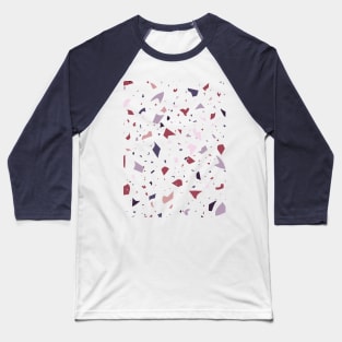 Terrazzo Pattern White Brown Purple Baseball T-Shirt